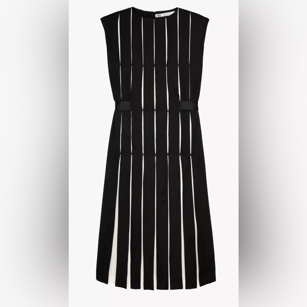 Zara LIMITED EDITION WOOL BLEND BOX PLEAT DRESS. Black. Size XS. New with Tags. - Picture 16 of 17